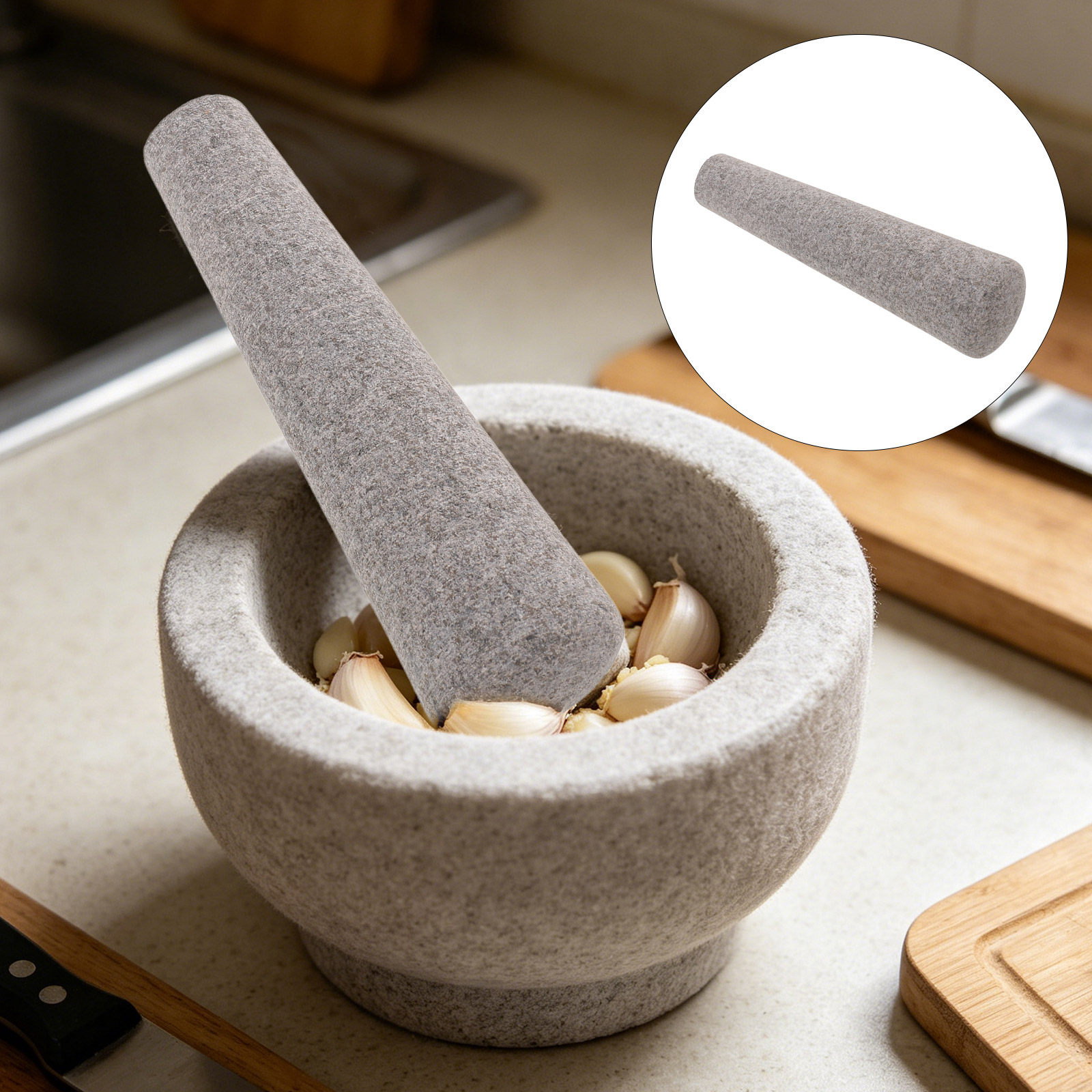 Mortar Pestle Granite - Grinding Stone Pestle Garlic Tool for