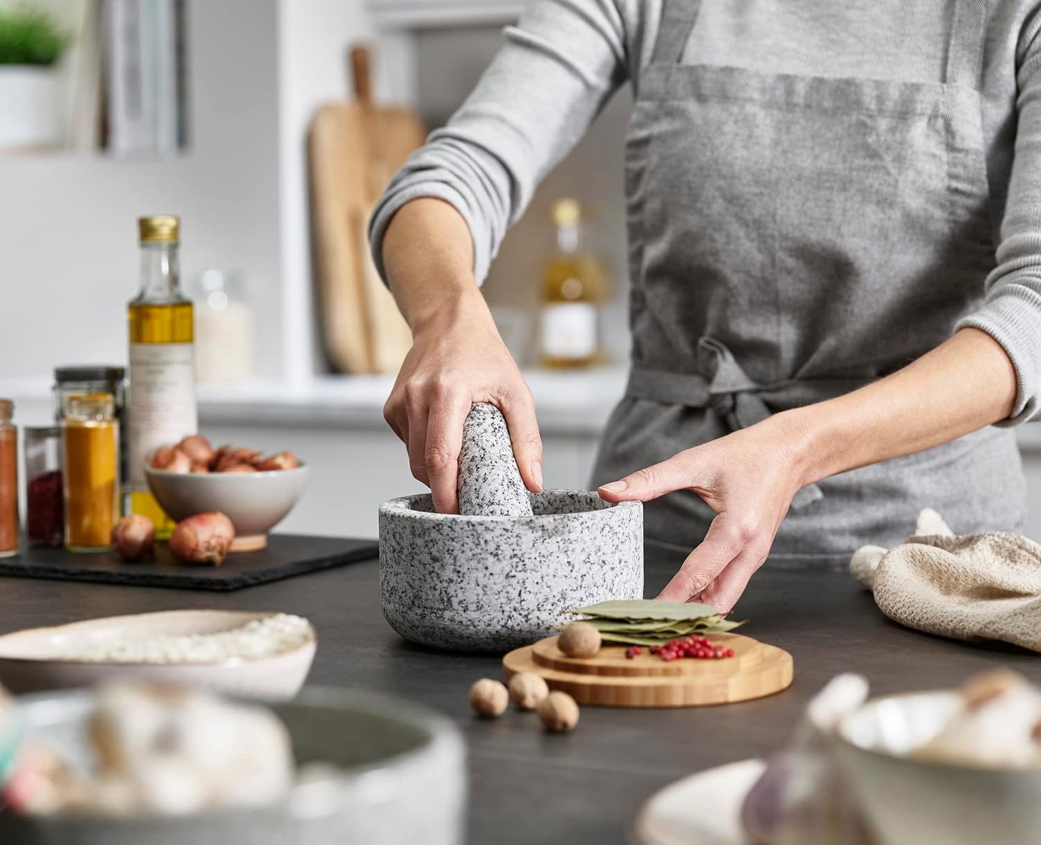 Bamboo cover granite pestle, s - Mortar Pestle Granite recension och pris