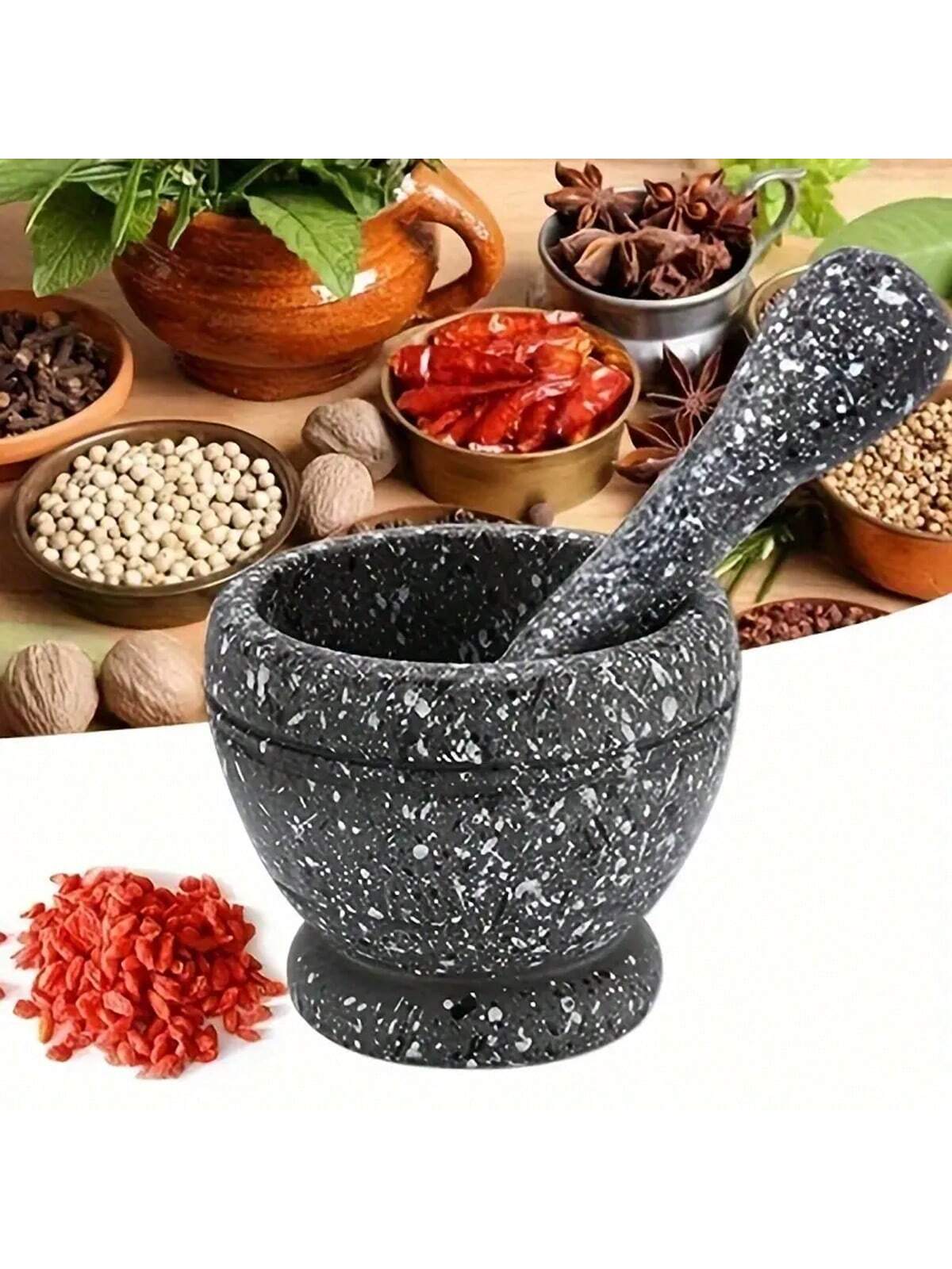 1pc Granite Texture Garlic Pre - Mortar Pestle Granite recension och pris