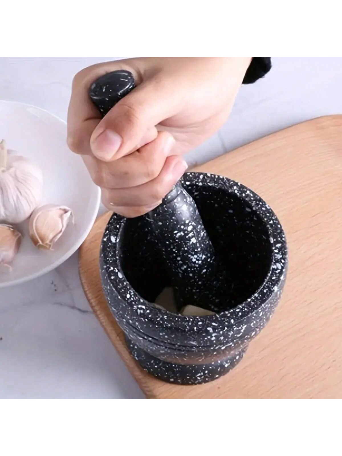 1pc Granite Texture Garlic Pre - Mortar Pestle Granite recension och pris