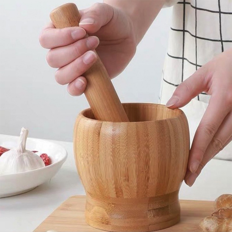 Kitchen Traditional Wooden Mor - Mortar Pestle Granite recension och pris